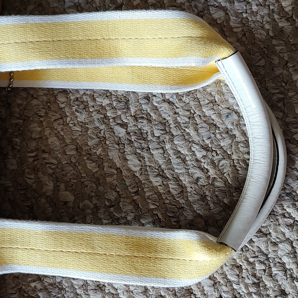 Coach Yellow Nylon Tote with Cream Handles - Picture 6 of 10